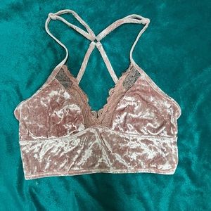 Aerie pink crushed velvet racerback bralette size small